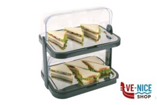 0 VETRINETTA DA BANCO DOPPIA CM.44X32 H.44 CON 2 VASSOI INOX CM 39X28 E 4 PASTIGLIE GHIACCIO SINTETICO 09204 APS ASSHEUER POTT GMBH E CO KG