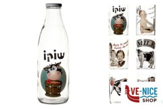 vetro VIDRIOS - BOTTIGLIA LATTE CON TAPPO A VITE LT.1 DECORI ASSORTITI D2042 IMPORT TAVOLA