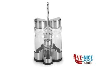 oliera/sale pepe VINAGR SALEROS QUESE - MENAGE PARIS 4 PZ IN VETRO ED ACCIAIO INOX 3697 COMAS