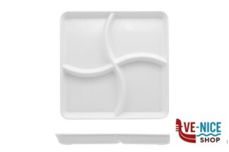 melamina VIVENZI-PIATTO 4 SCOMPARTI CM 26X26 MELAMINA BIANCO VIVENZI PRODUZIONI SRL