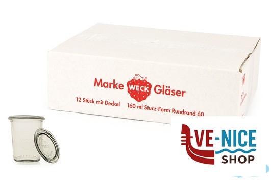 vetro WECK CILINDRICO- CARTONE 12 VASETTI ML.160 CON COPERCHIO 60 760 DOSEN-ZENTRALE ZUCHNER GMBH - immagine 2
