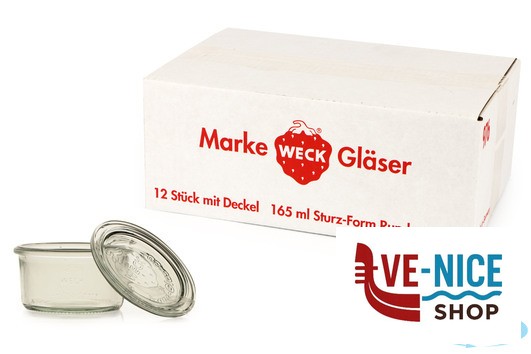 vetro WECK CILINDRICO- CARTONE 12 VASETTI ML.165 CON COPERCHIO 80 976 06646 DOSEN-ZENTRALE ZUCHNER GMBH - immagine 2