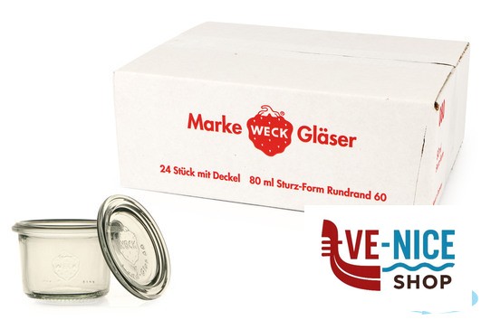 vetro WECK CILINDRICO- CARTONE 24 VASETTI ML.80 CON COPERCHIO 60 80 DOSEN-ZENTRALE ZUCHNER GMBH - immagine 2