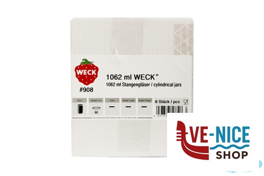 vetro WECK CIL- CARTONE 6 VASI ML.1062 CON COPERCHIO 80 908 DOSEN-ZENTRALE ZUCHNER GMBH - immagine 4