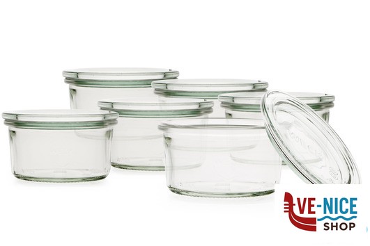 vetro WECK CILINDRICO VASSOIO 6 VASETTI ML.165 COPERCHIO 80 976 DOSEN-ZENTRALE ZUCHNER GMBH