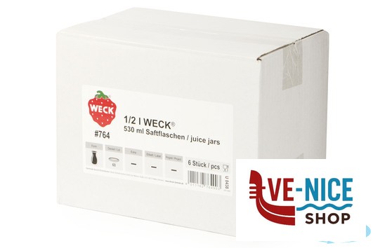 vetro WECK JUICE- CARTONE 6 VASETTI ML.530 CON COPERCHIO 60 764 DOSEN-ZENTRALE ZUCHNER GMBH - immagine 4