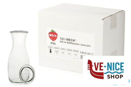 vetro WECK JUICE- CARTONE 6 VASETTI ML.530 CON COPERCHIO 60 764 DOSEN-ZENTRALE ZUCHNER GMBH - immagine 3