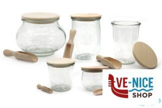 WECK TULIP-VASO 744 ML.580 TAPPO LEGNO PALETTA OMAGGIO 43745 DOSEN-ZENTRALE ZUCHNER GMBH vetro 6 pezzi