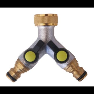 Raccordi Rapidi Ottone RUBINETTO A 2 VIE INDIPENDENTI 3/4