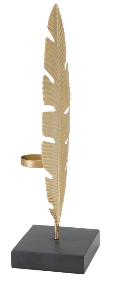 SCULTURA FOGLIA C/PORTA CANDELA GLAM CM 10X10X34 stile GLAM - immagine 3