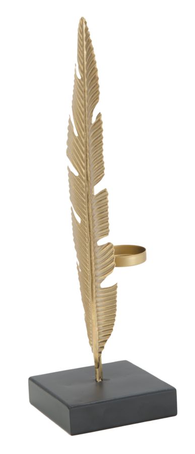 SCULTURA FOGLIA C/PORTA CANDELA GLAM CM 10X10X34 stile GLAM - immagine 4