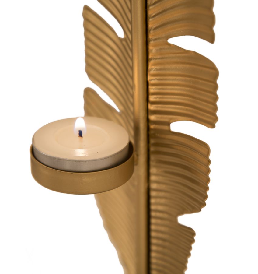 SCULTURA FOGLIA C/PORTA CANDELA GLAM CM 10X10X34 stile GLAM - immagine 8
