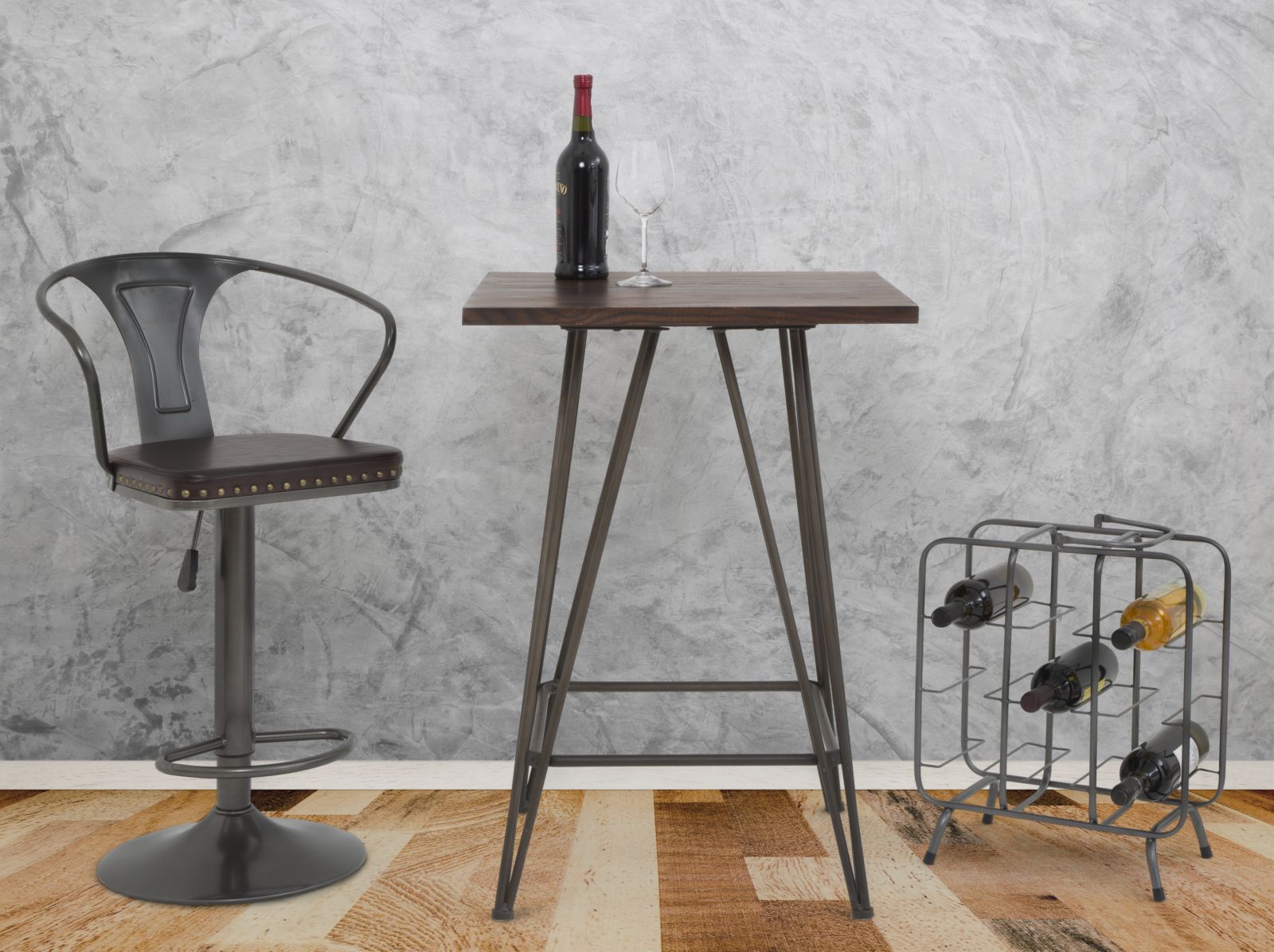 P/BOTTIGLIE RACK QUADRATO (9 POSTI) CM 40X23X47,5 stile INDUSTRIAL - immagine 14
