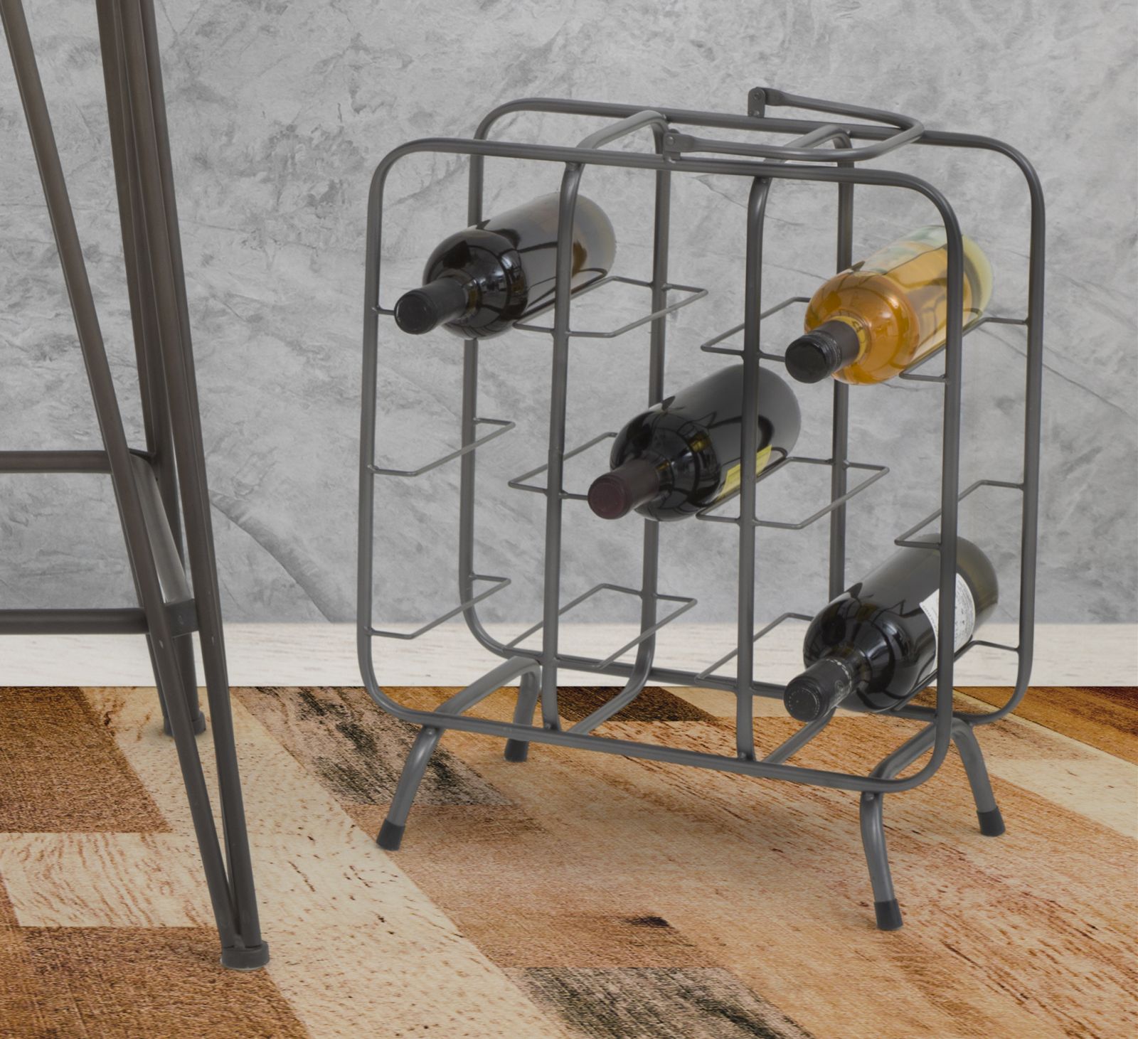 P/BOTTIGLIE RACK QUADRATO (9 POSTI) CM 40X23X47,5 stile INDUSTRIAL - immagine 15