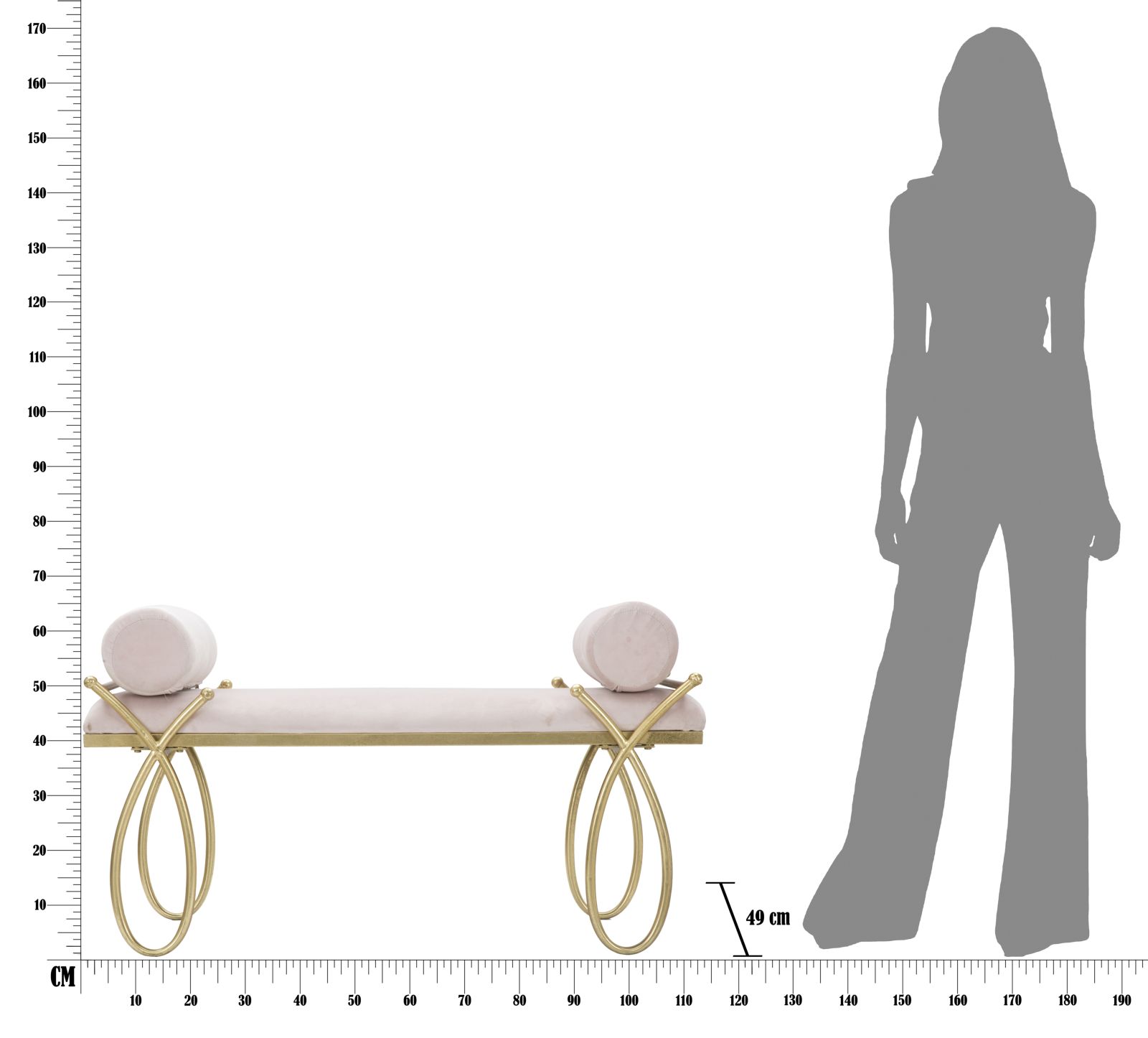 PANCA RIBBON ROSA CM 112,5X49X53 stile GLAM - immagine 10