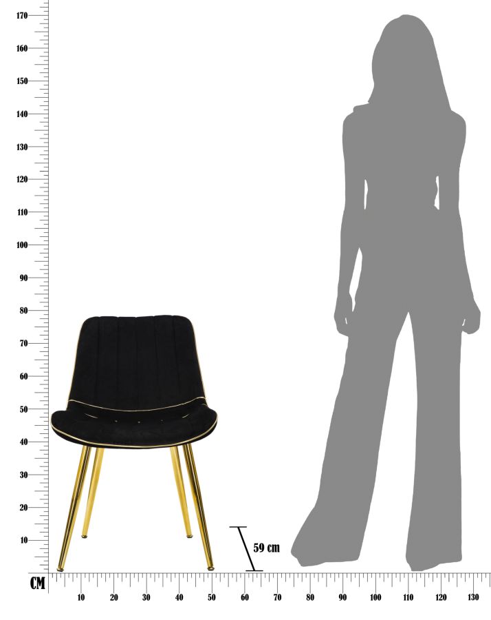 SEDIA PARIS NERA/GOLD SET 2 PZ CM 51X59X79 stile GLAM - immagine 11