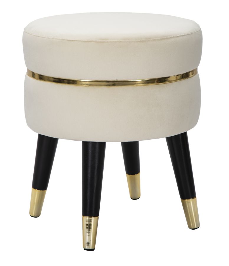 SGABELLO PARIS CREMA/GOLD CM Ø 35X40,5 stile GLAM - immagine 2