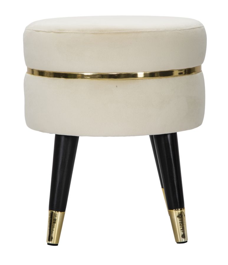 SGABELLO PARIS CREMA/GOLD CM Ø 35X40,5 stile GLAM - immagine 3