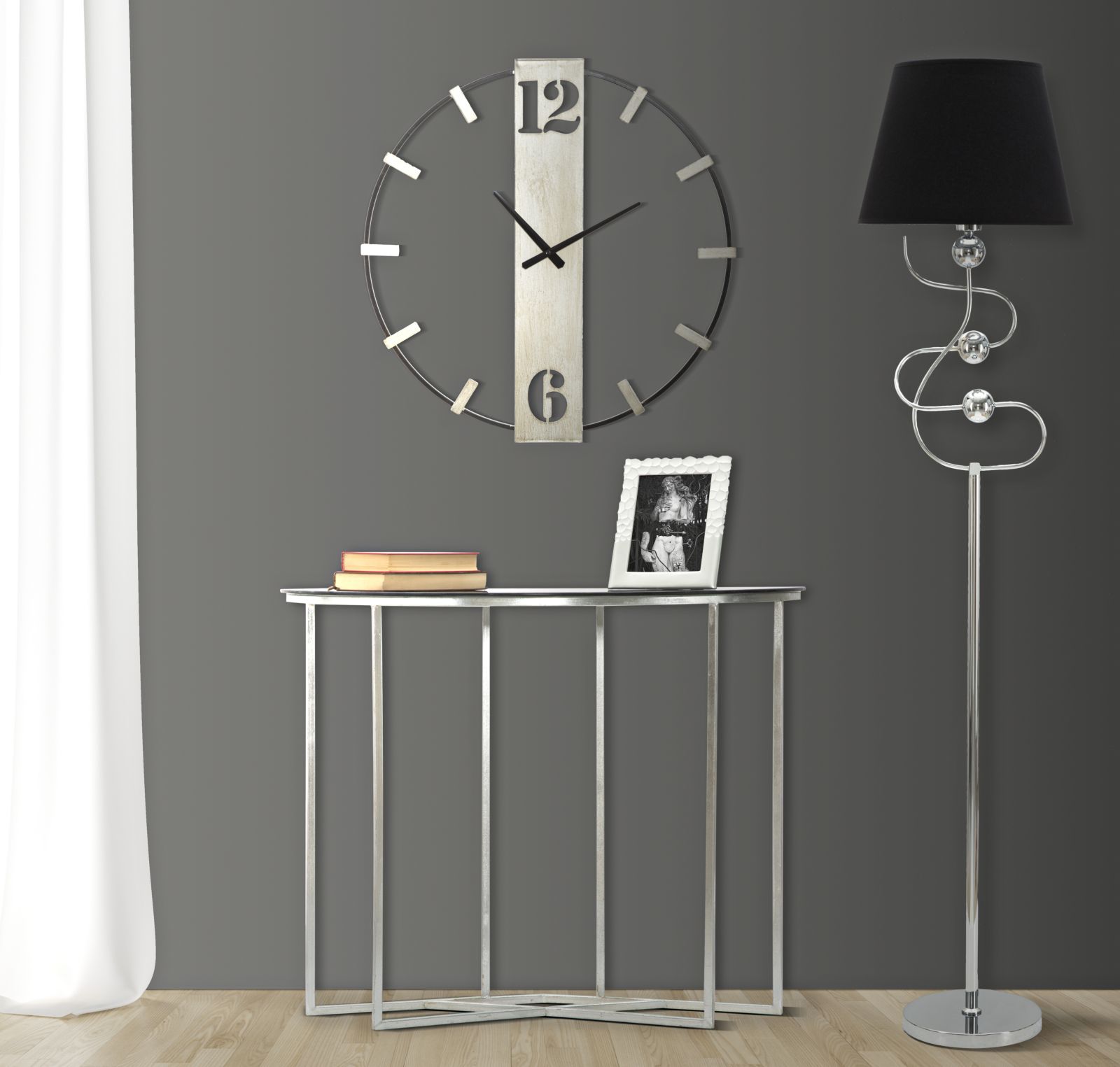 OROLOGIO DA MURO SILVERY CM 61X4,5X63 stile GLAM - immagine 7