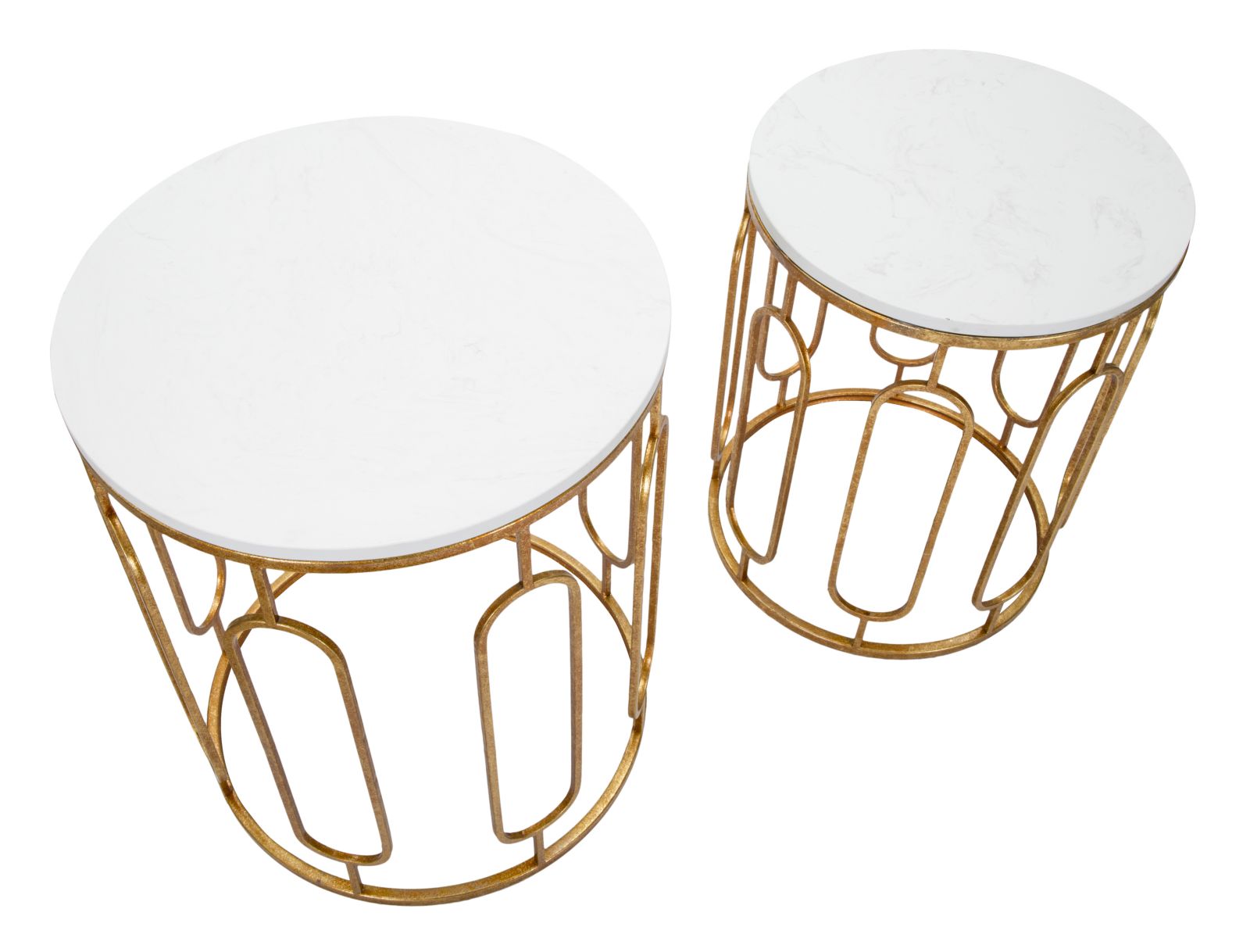 TAVOLINETTI TORY MARBLE COPPIA CM Ø 46X55-39X48 stile GLAM - immagine 4