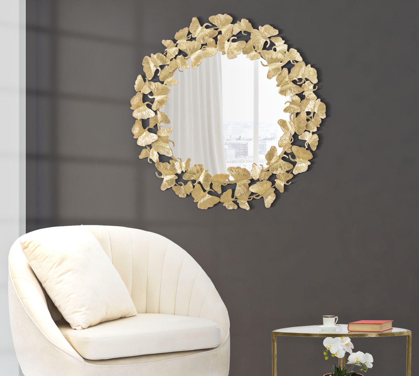 SPECCHIO FOGLIE ROUND CM Ø 87X2,5 stile GLAM - immagine 9