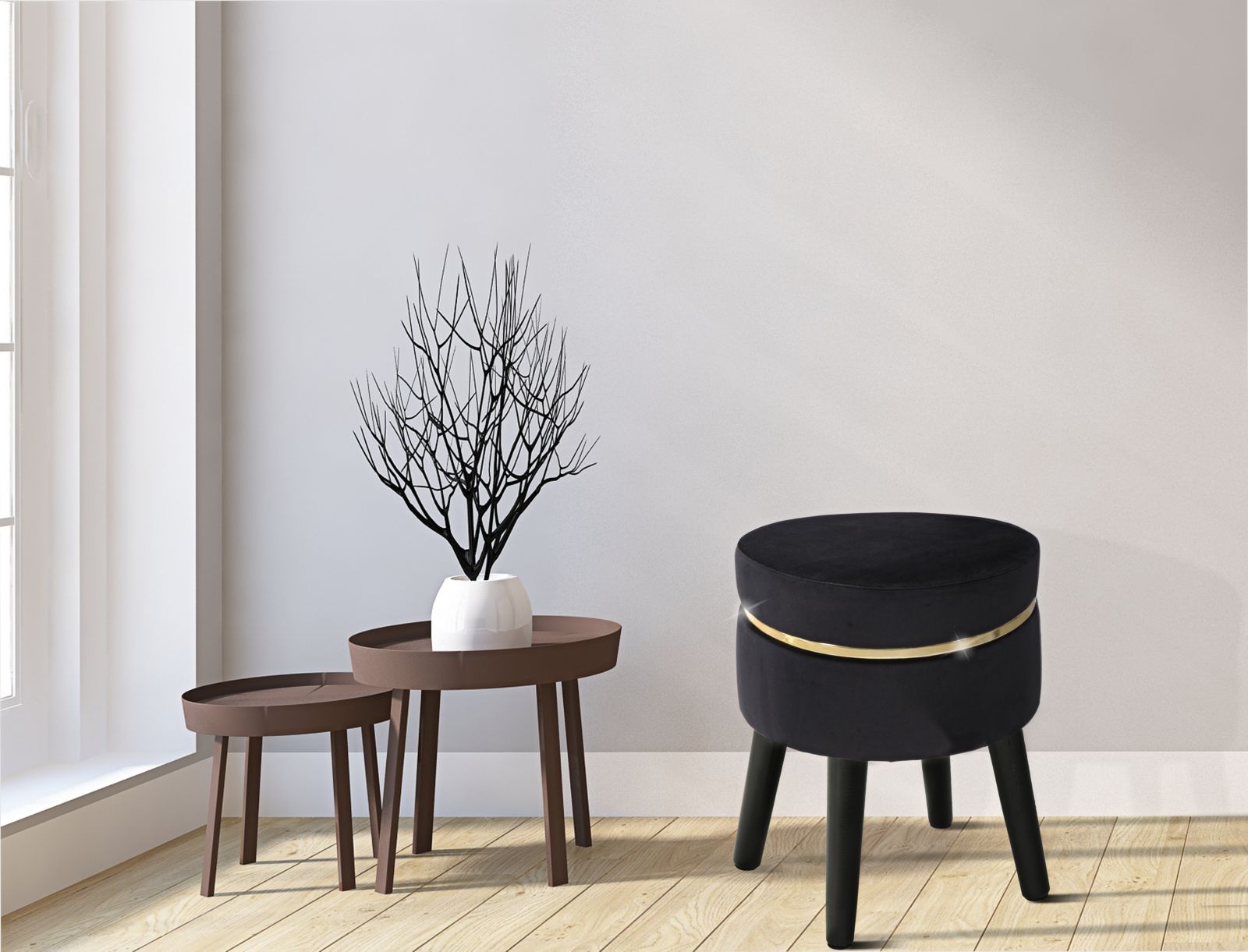 SGABELLO PARIS NERO CM Ø 35X40,5 stile GLAM - immagine 8