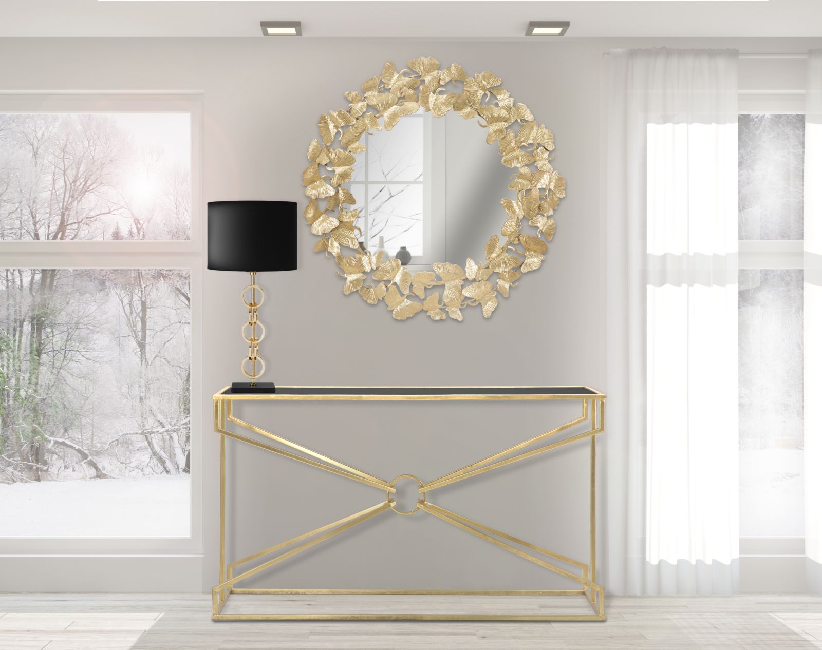 SPECCHIO FOGLIE ROUND CM Ø 87X2,5 stile GLAM - immagine 7