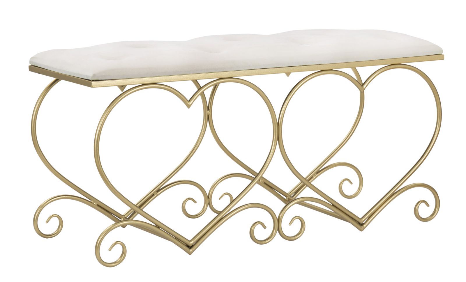PANCA HEART CREMA CM 105X37,5X51,5 stile GLAM - immagine 2
