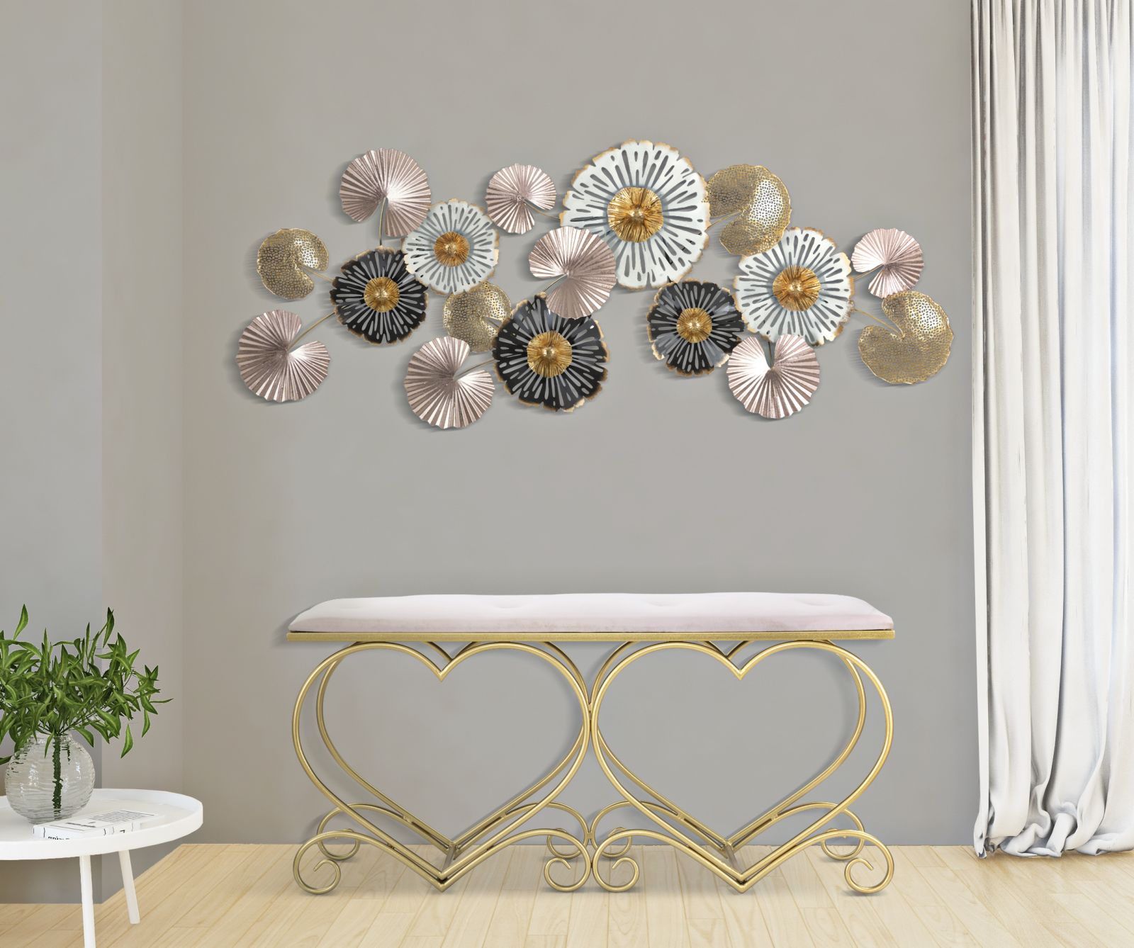 PANCA HEART ROSA CM 105X37,5X51,5 stile GLAM - immagine 9