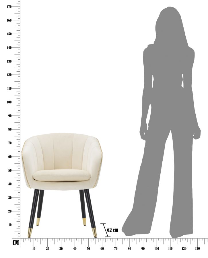 POLTRONA PARIS CREMA/GOLD CM 62X58X78 stile GLAM - immagine 11