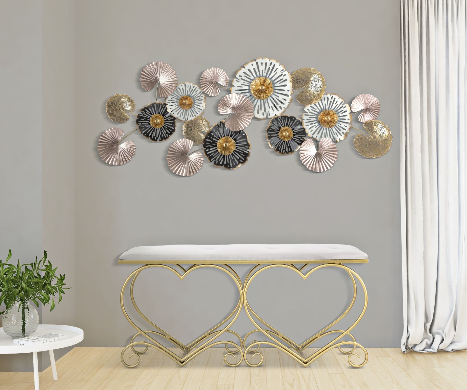 PANCA HEART CREMA CM 105X37,5X51,5 stile GLAM - immagine 9