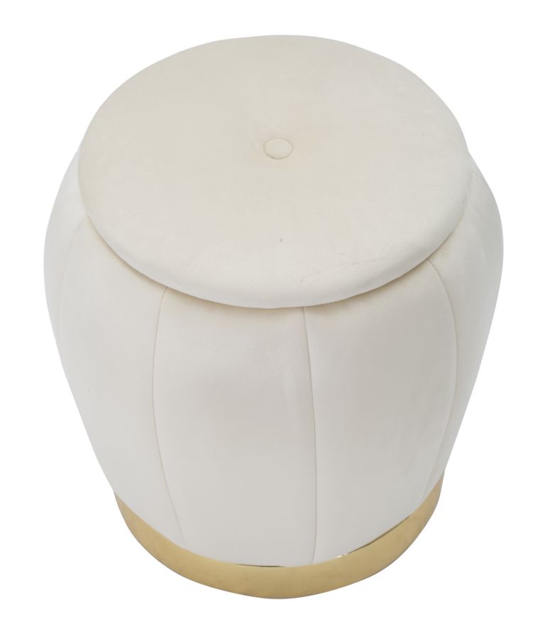 PUFF/CONTENITORE PARIS CREMA/GOLD CM Ø 43X43 stile GLAM - immagine 3