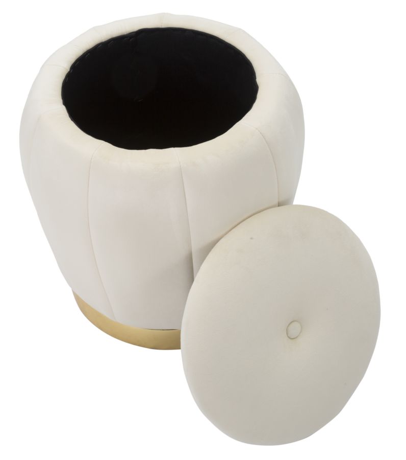 PUFF/CONTENITORE PARIS CREMA/GOLD CM Ø 43X43 stile GLAM - immagine 5