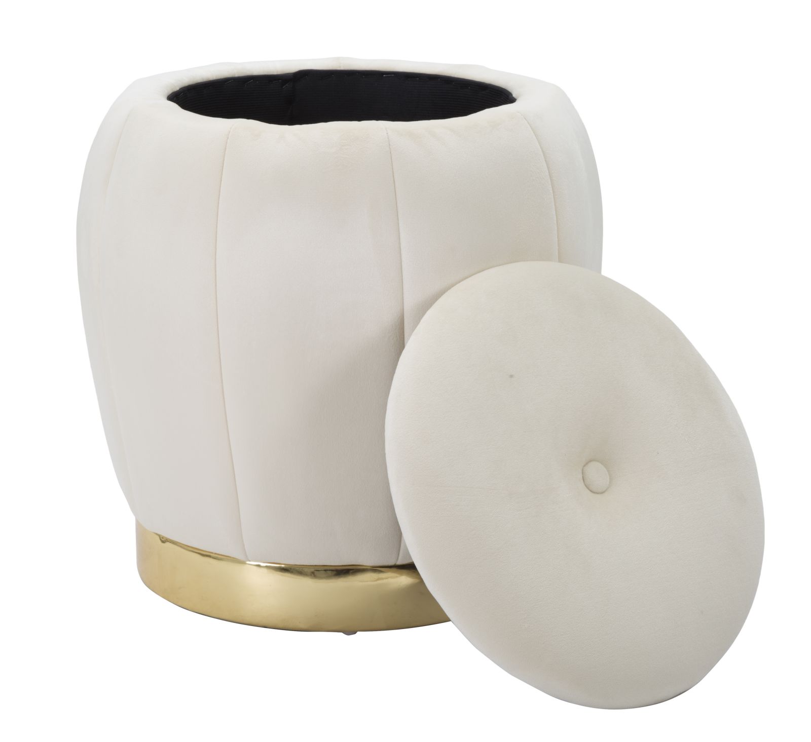 PUFF/CONTENITORE PARIS CREMA/GOLD CM Ø 43X43 stile GLAM - immagine 6
