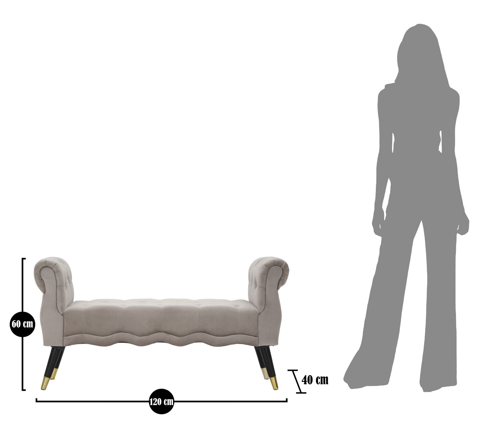 PANCHETTA PARIS GRIGIA/GOLD CM 120X40X60 stile GLAM - immagine 10