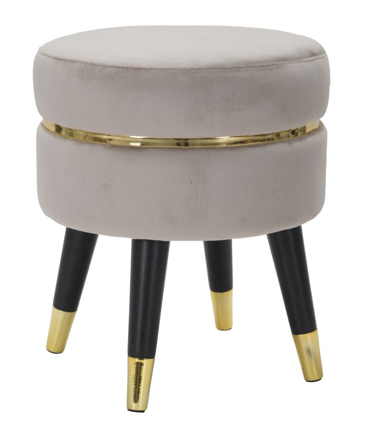 SGABELLO PARIS GRIGIO/GOLD CM Ø 35X40,5 stile GLAM - immagine 2