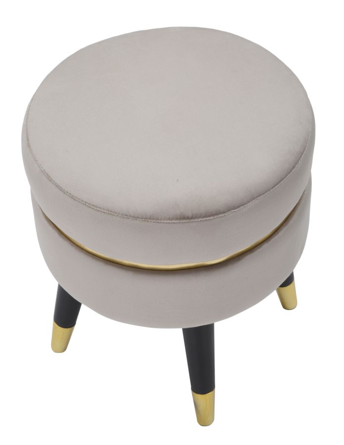 SGABELLO PARIS GRIGIO/GOLD CM Ø 35X40,5 stile GLAM - immagine 4