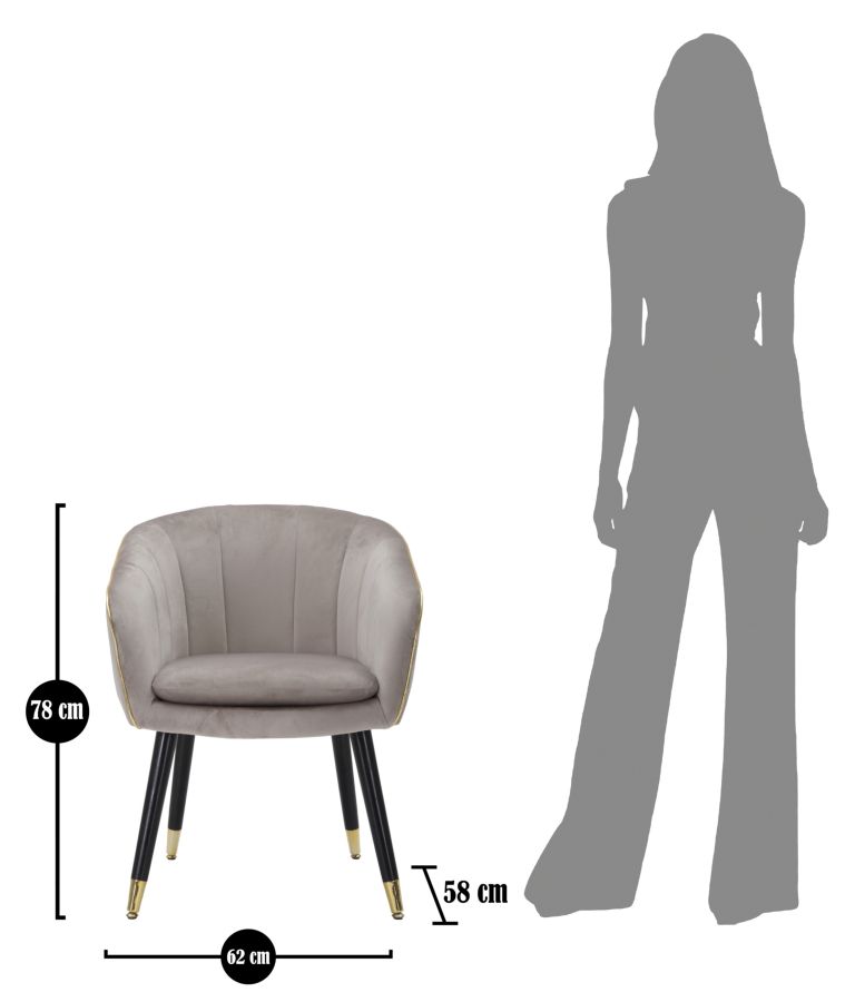 POLTRONA PARIS GRIGIA/GOLD CM 62X58X78 stile GLAM - immagine 11
