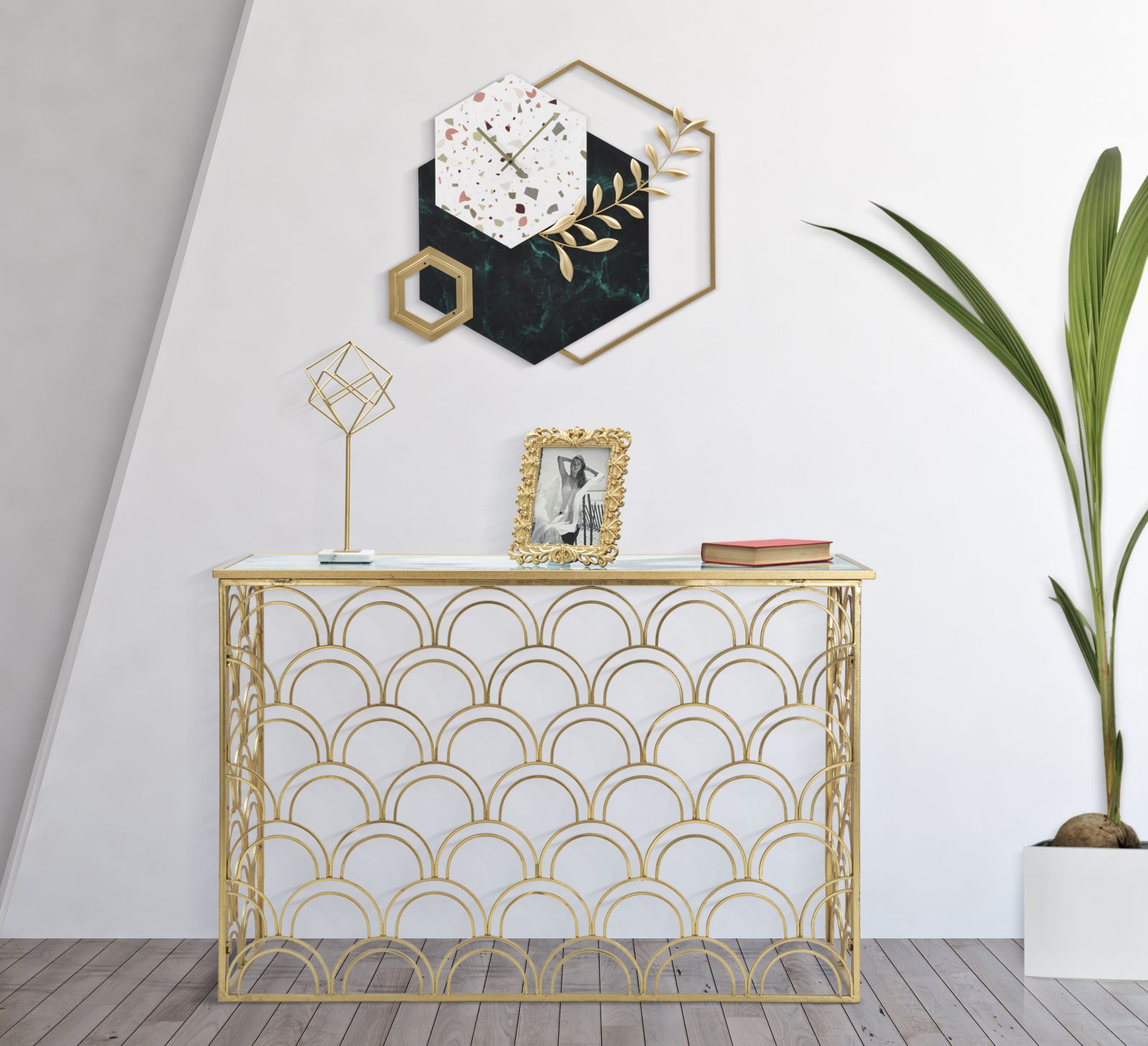 OROLOGIO DA MURO HEXAGON CM
62X4,5X62 stile GLAM - immagine 5