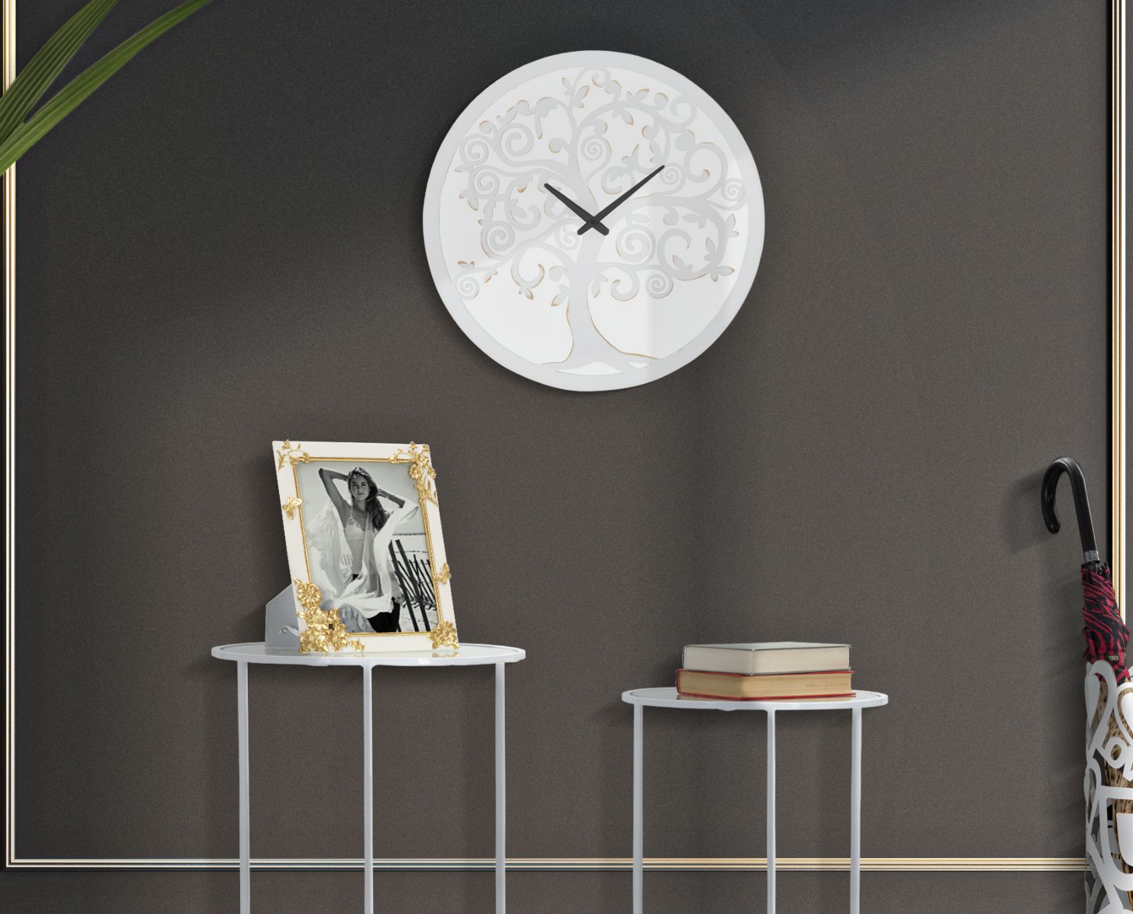 OROLOGIO DA MURO WHITE TREE CM Ø 55X4,5 stile GLAM - immagine 6