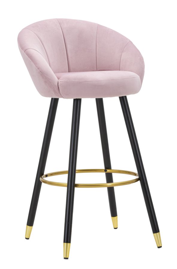 SGABELLO BAR PRAGUE ROSA CM 55X56X104 stile GLAM - immagine 2