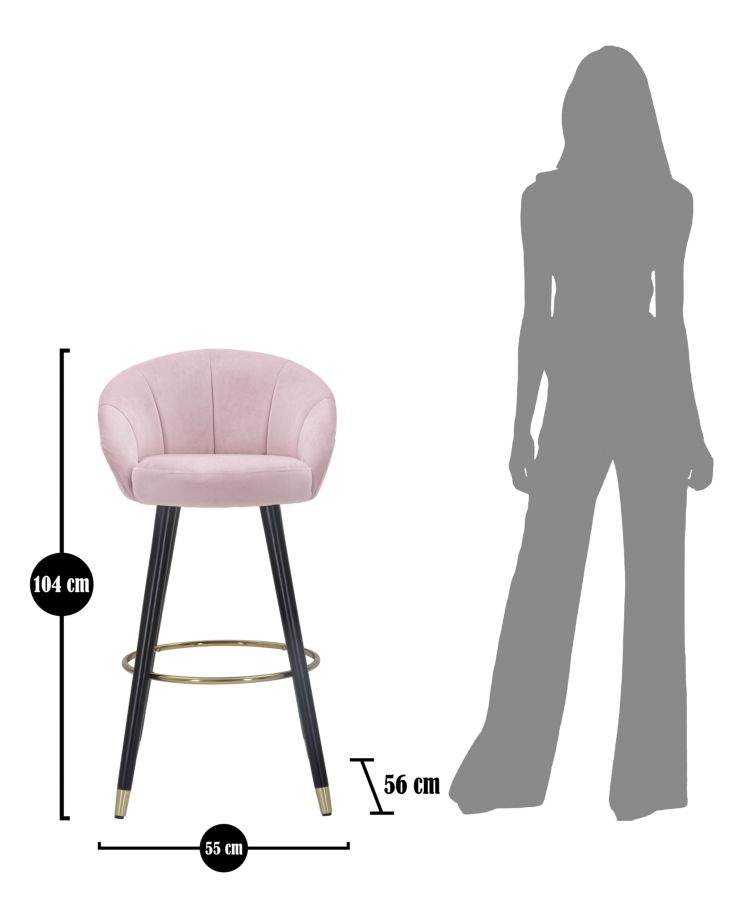 SGABELLO BAR PRAGUE ROSA CM 55X56X104 stile GLAM - immagine 11