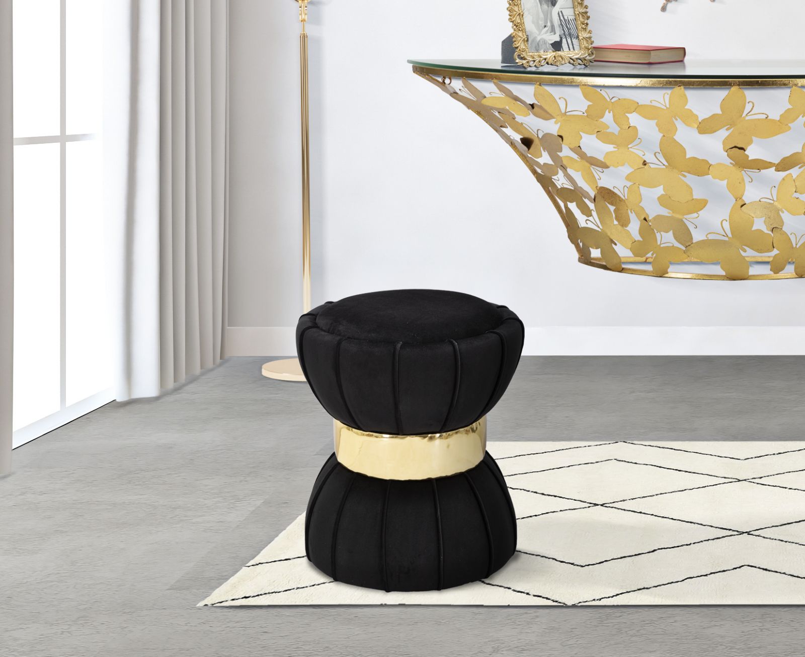 SGABELLO FLOWER CM NERO CM Ø 40X44 stile GLAM - immagine 6