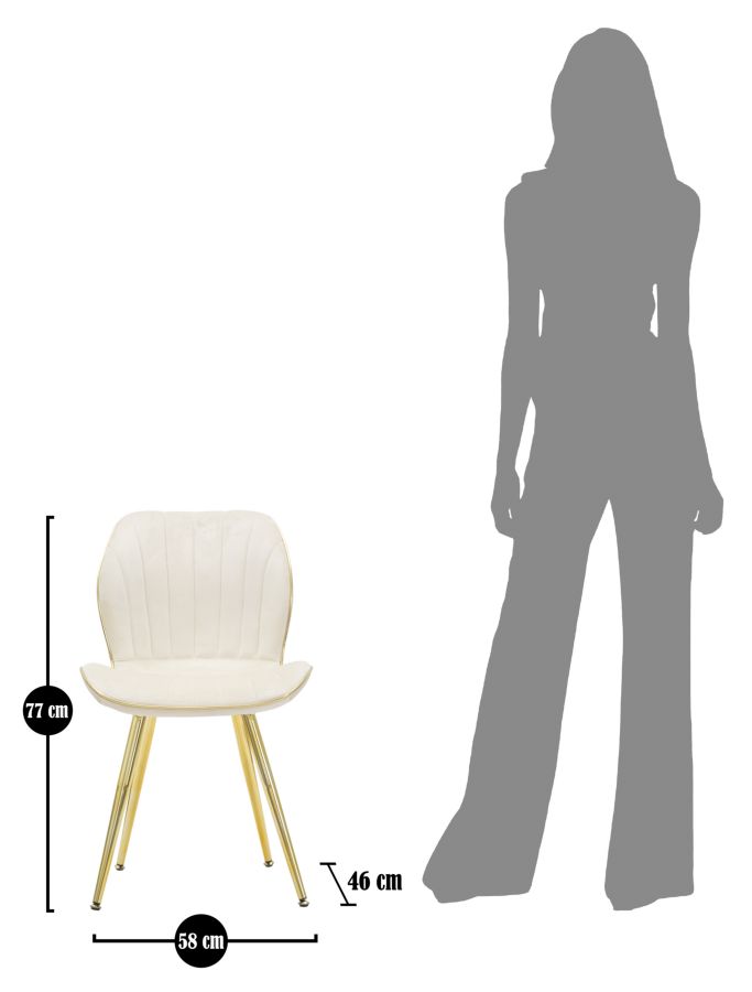 SEDIA PARIS SPACE CREMA /GOLD SET 2 PZ CM 46X58X77 stile GLAM - immagine 10