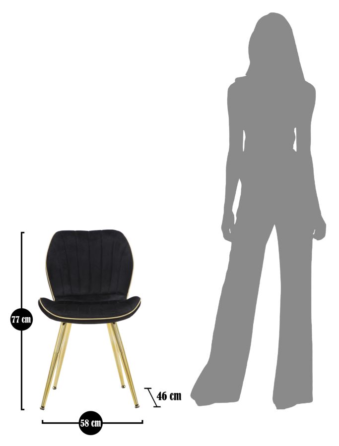 SEDIA PARIS SPACE NERA /GOLD SET 2 PZ CM 46X58X77 stile GLAM - immagine 10