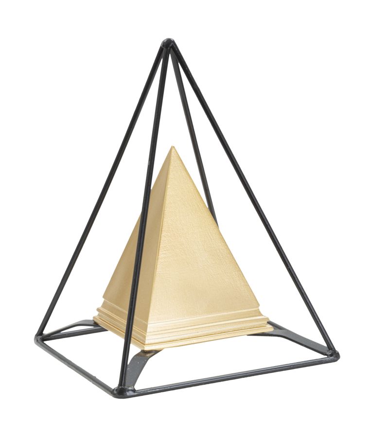 PIRAMIDE GOLD C/FERRO CM 15X15X21 stile GLAM - immagine 2