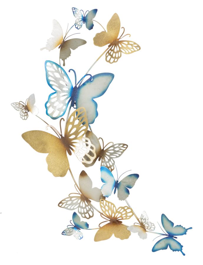 PANNELLO DA MURO BUTTERFLIES ORO/CELESTE C CM 59,5X4X111,5 stile GLAM - immagine 2