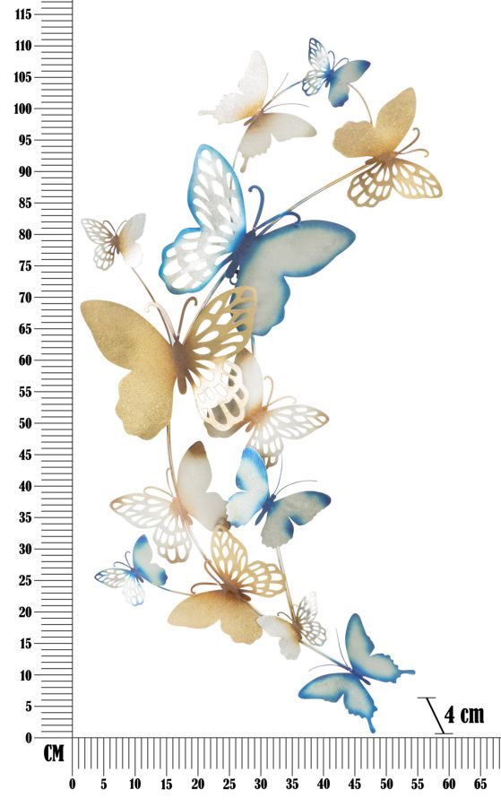 PANNELLO DA MURO BUTTERFLIES ORO/CELESTE C CM 59,5X4X111,5 stile GLAM - immagine 7