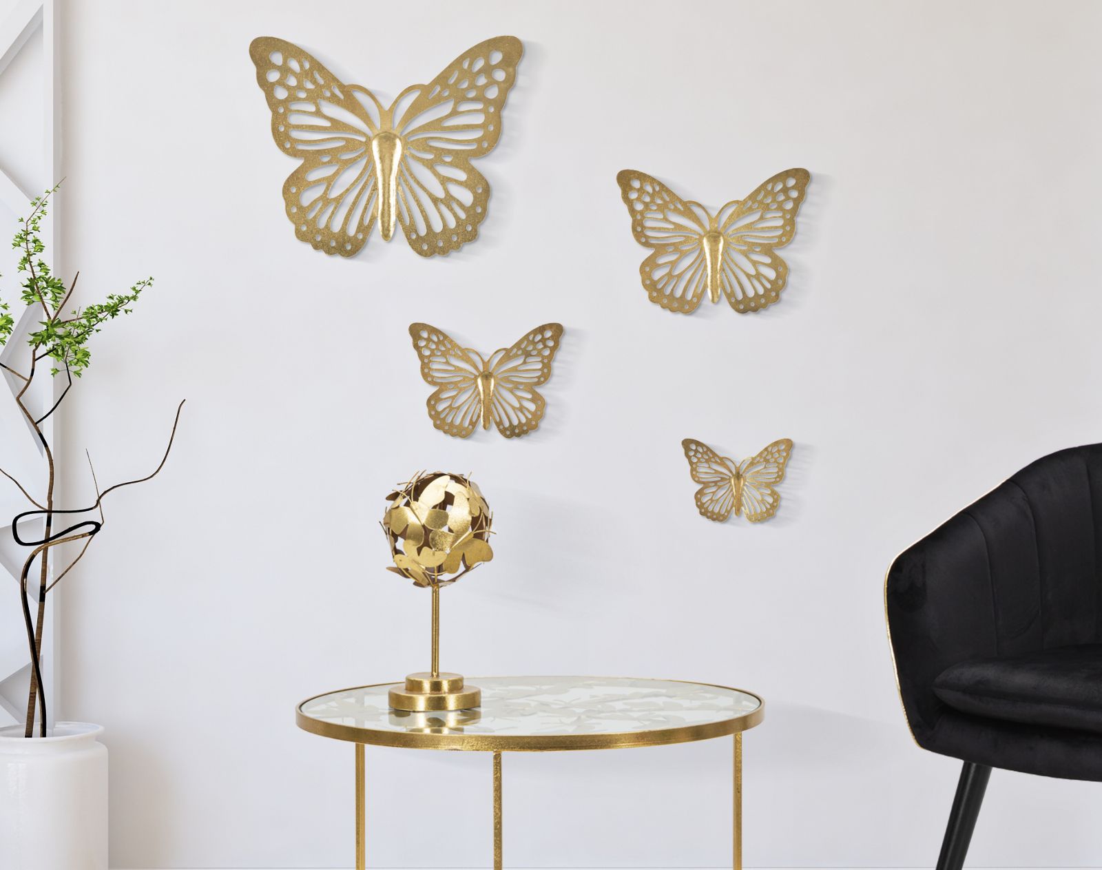 FARFALLE DA MURO SET 4 PZ CM 35X2X29-25X2X19-20,5X2X16-16X2X12 stile GLAM - immagine 7