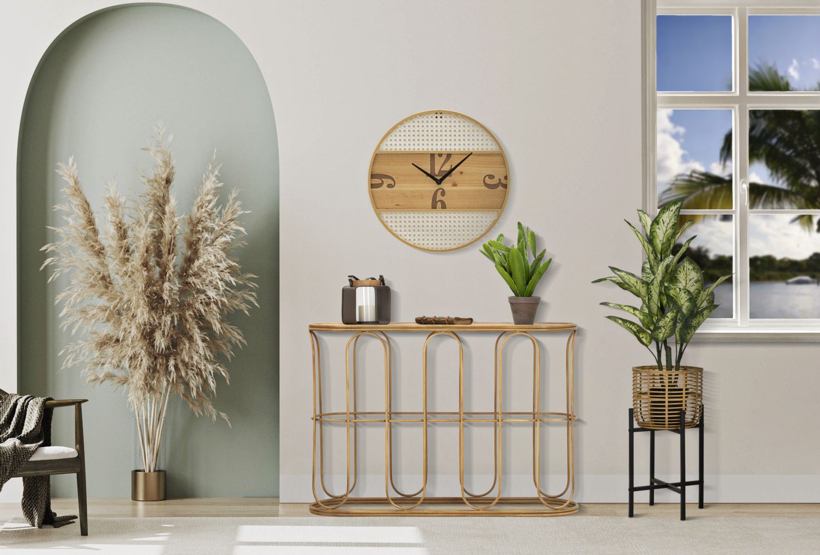 CONSOLE SAMUI CM 110X32X77 stile BOHO CHIC - immagine 9